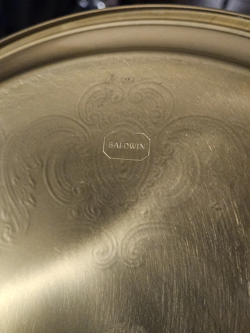 baldwin Gold Embossed Round Serving Tray